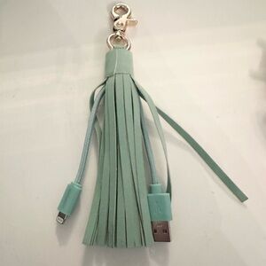 Mint green cable charger keychain